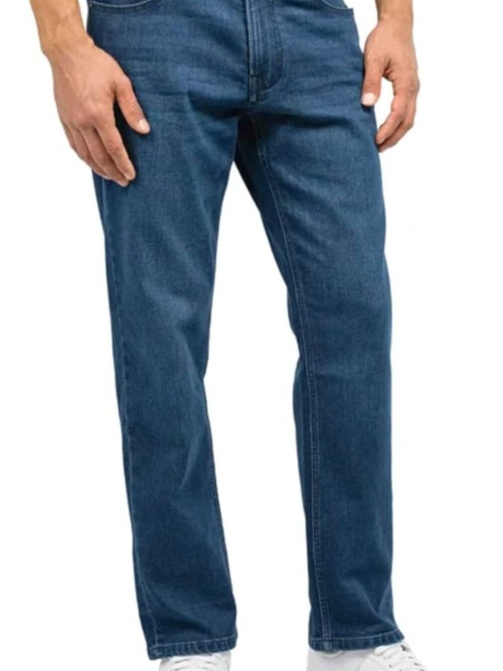 Scott Barber Mens Jeans Dark Blue 5-Pocket Stretch Straight Fit Jeans 34x30